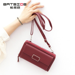 Ladies zipper handbag, large capacity chain bag, fashionable European and American buckle mobile phone bag, multi-card slot long wallet