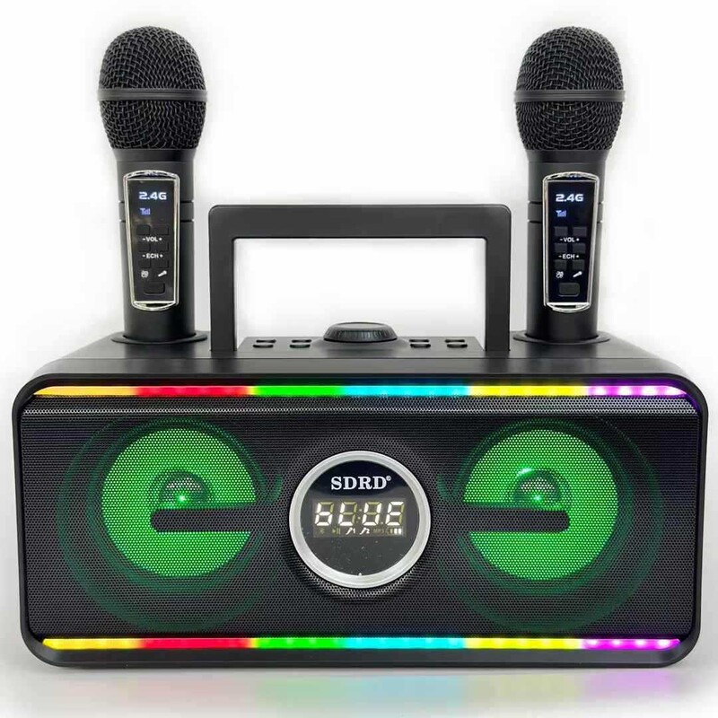 New Sd216 Satchel Bluetooth Speaker Wireless Microphone Family Ktv Bluetooth Speaker Double Chorus Microphone Rgb