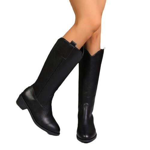 Retro Minimalist Western Boots Autumn European and American Style Small Square Toe Thick Heel Mid-Calf Boots for Men and Women