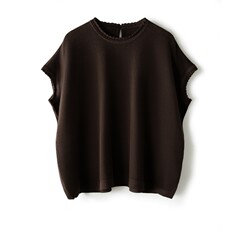 2025 夏の新製品綿 100% ノースリーブベストカジュアルルーズ日本製レース襟中空ピケ Tシャツ