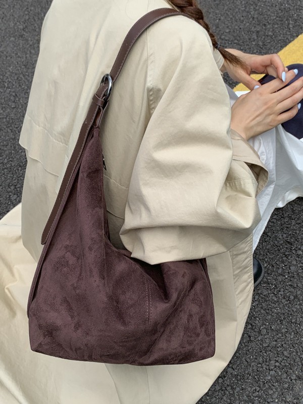 麂皮绒包包女大容量2025新款秋冬休闲单肩腋下包高级感通勤托特包|undefined