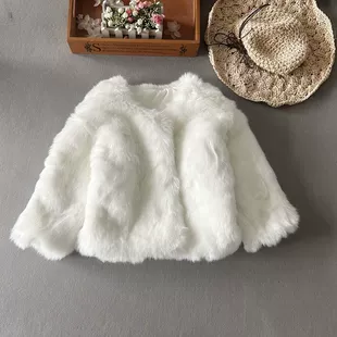 Белая куртка из искусственного меха под лису для девочек свободная