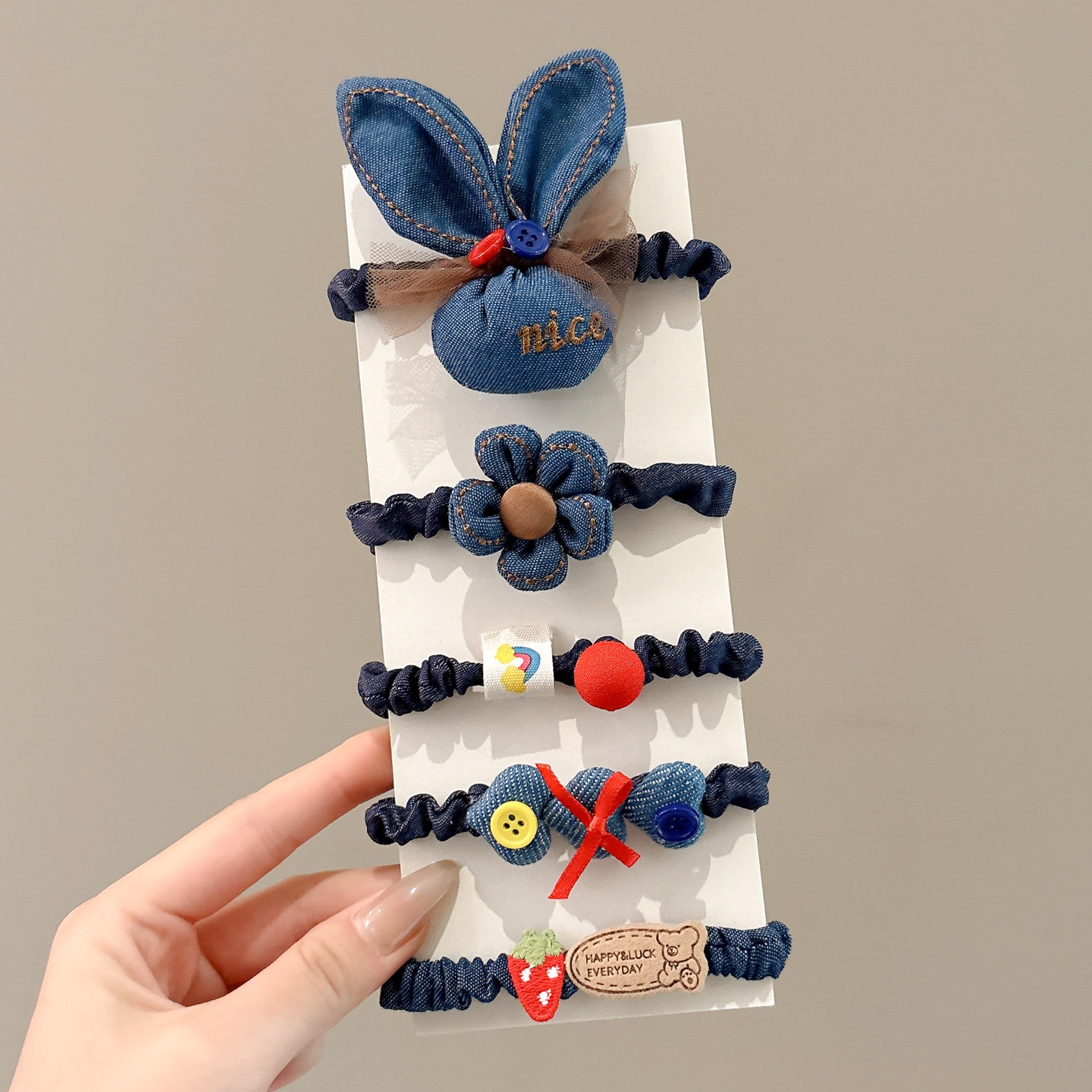 Tejido de vaquero no daña cabello cuerda de cabello niñas lindos anillo de cabello joyas de cabello de cola de caballo