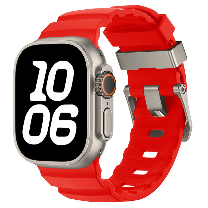Apple Watch 6789用、ワイルドトラックシリコンストラップ、iWatch S10 Ultra用リストバンド、ブラックチタンカラーのメタルバックル|undefined