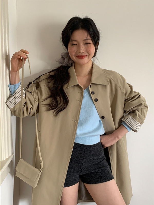 MOXI 十三行女装2025秋季新款韩系配包包休闲长款女式风衣外套女|undefined