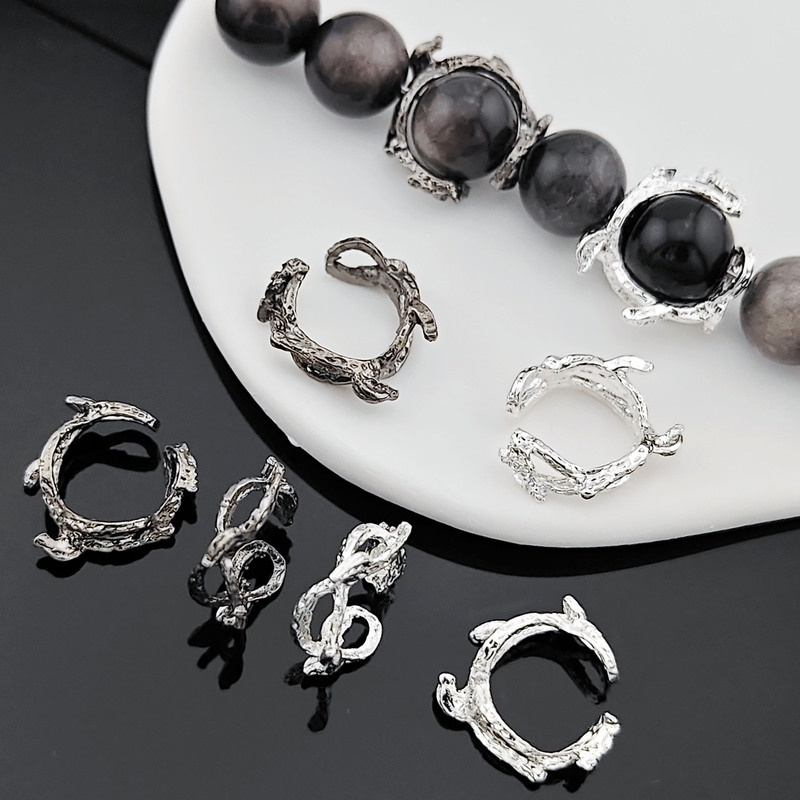 Alloy Flower Branch Bead Ring Branch Straight Hole Xizang Silver Bead Ring Bead Ring Bead Ring Bead Circle diy Bead Accessories