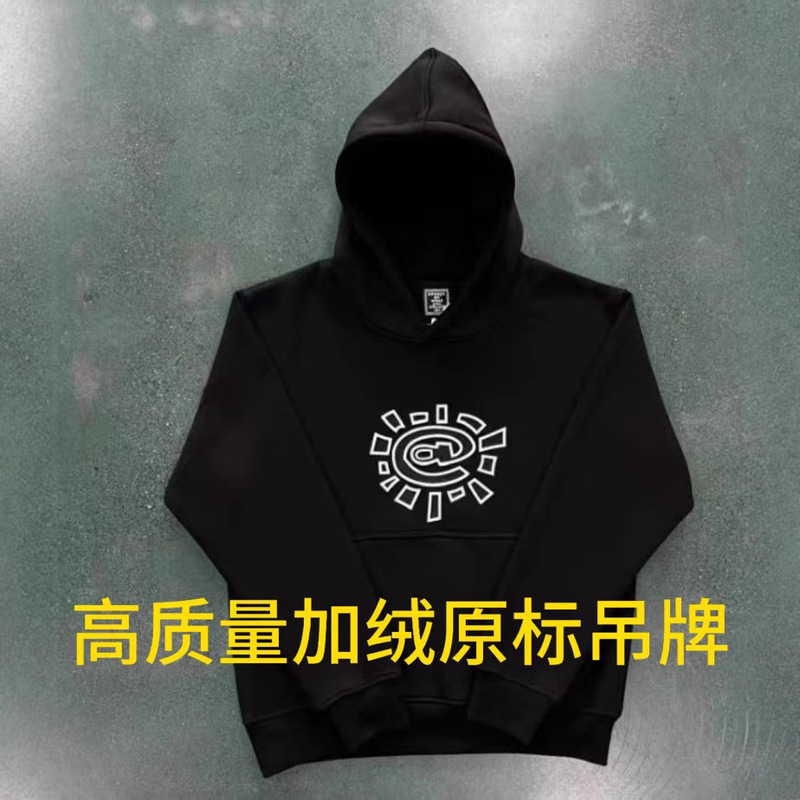 Adwysd Trendy Autumn and Winter Fashion Printed Fleece-Lined Sun Roll Hooded Sweatshirt and Sweatpants Set Casual Cross-Border