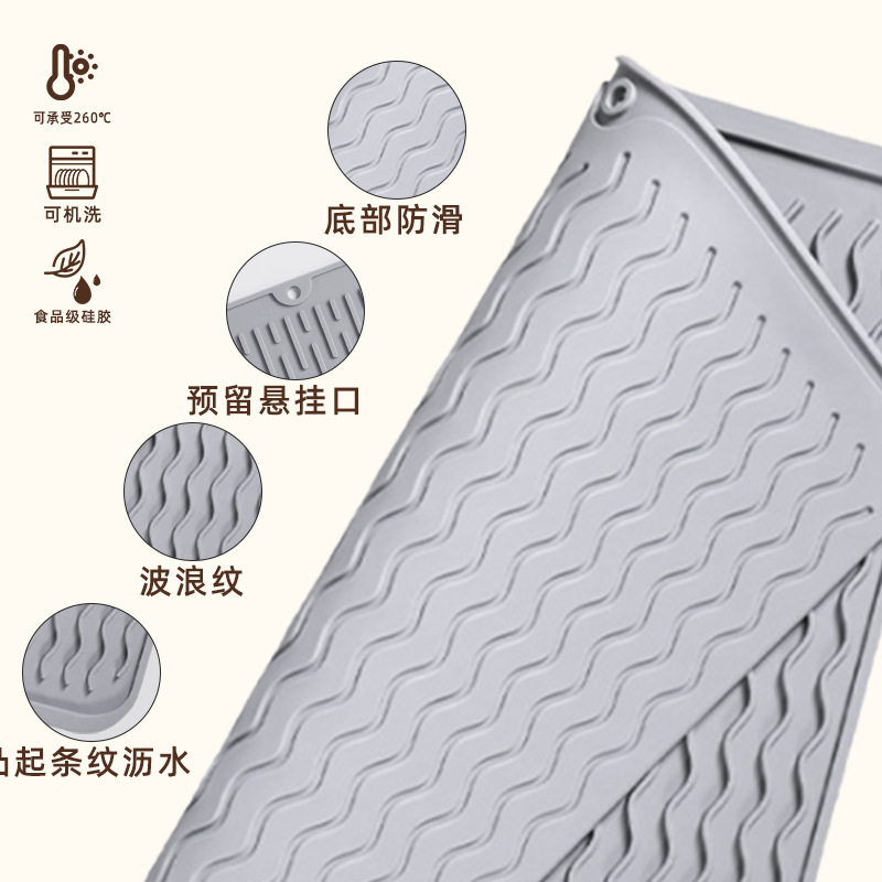 人気の既製シリコン排水マット水模様プレースマット食品グレードのテーブルマット北欧シンプルなキッチンシリコン排水マット|undefined