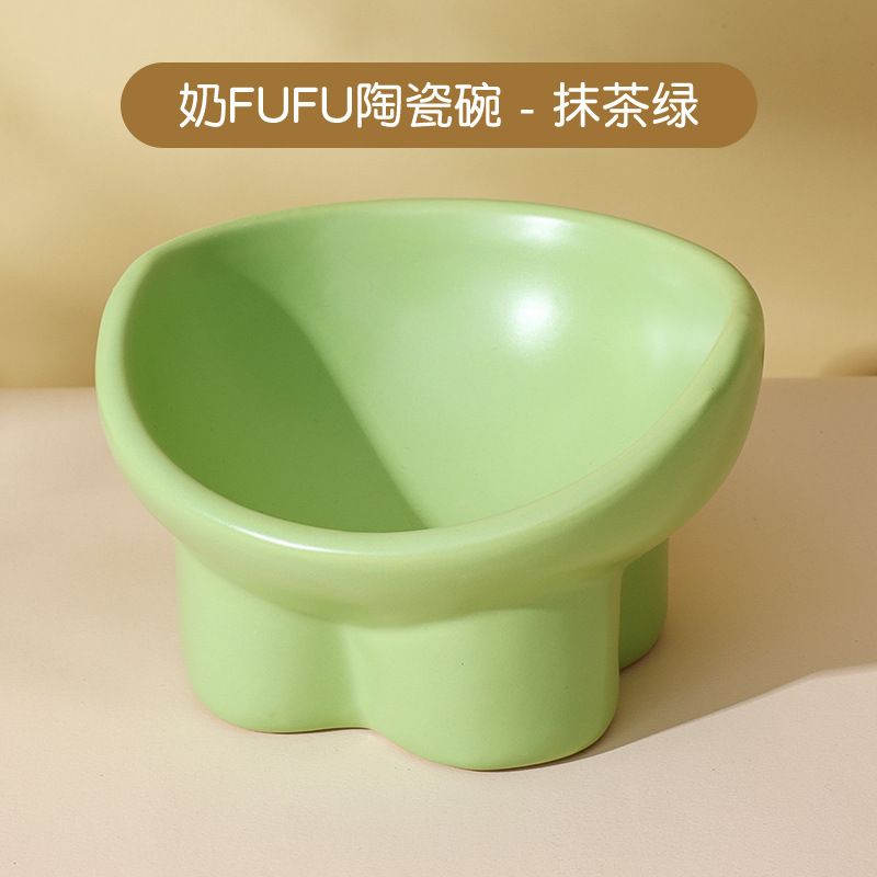 Tazón de cerámica para gatos para mascotas, tazón para perros, tazón para gatos, tazón de agua, arco alto para proteger la columna vertebral cervical, oro pequeño