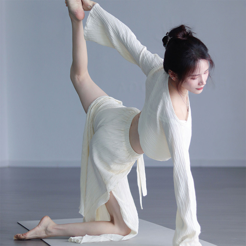 New Pure Desire Waist-Revealing Short Top, High-Waisted Strappy Yoga Pants, Pure Color Casual Loose Yoga Suit