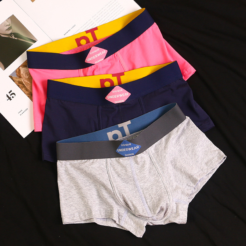 Men's Underwear Boys Cotton Antibacterial Boxer Shorts Youth Trendy Pink Loose Comfortable Breathable Boxer Shorts