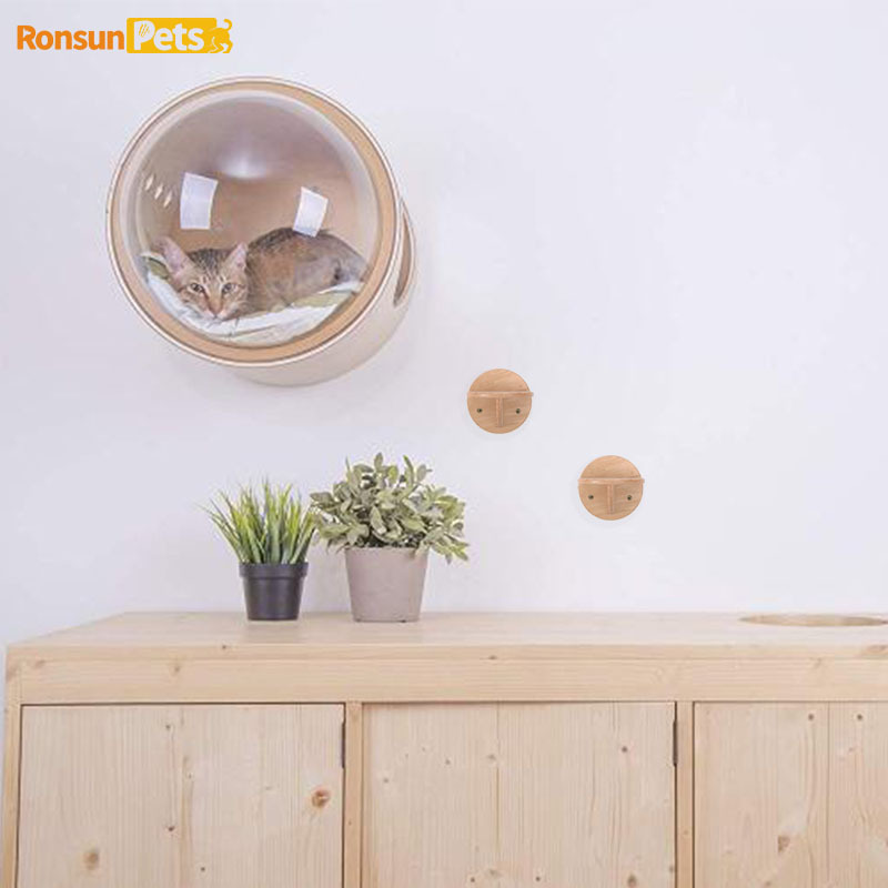 Cápsula montada en la pared nido de gato cubierta transparente de pared completamente cerrada Gato cápsula espacial extraíble nido de gato de madera gato traje de plataforma de salto