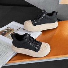 高帮鞋女新款休闲透气软底秋季厚底加绒圆头板鞋2025百搭