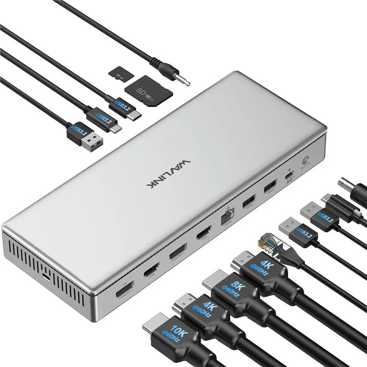 Wavlink USB C Displaylink(Dl7400) Advanced Docking Station Pd100W Dual 8K Single 10K