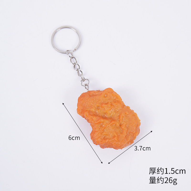 En stock simulación patatas fritas pollo frito llavero pollo pierna alitas de pollo modelo de comida y jugar hamburguesa accesorios adornos de juguete