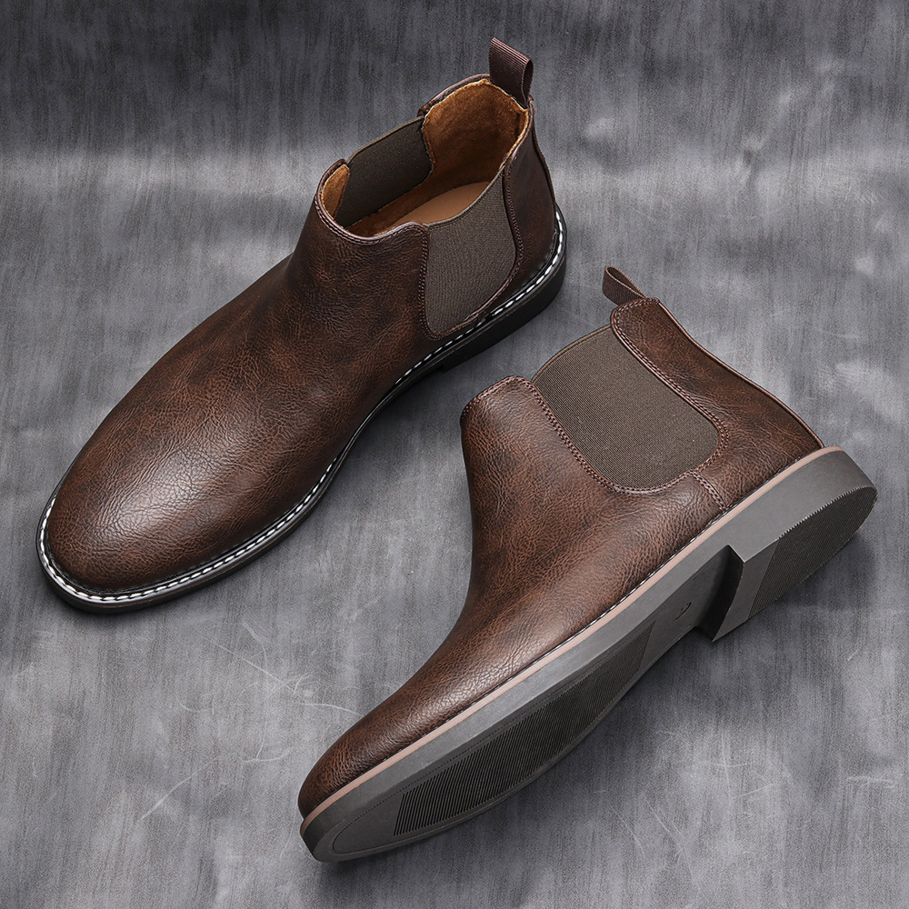 Herren Britische Herrenschuhe Polnische Farbe Mode Retro Herren Übergröße Stiefeletten Stiefeletten_voghion.com