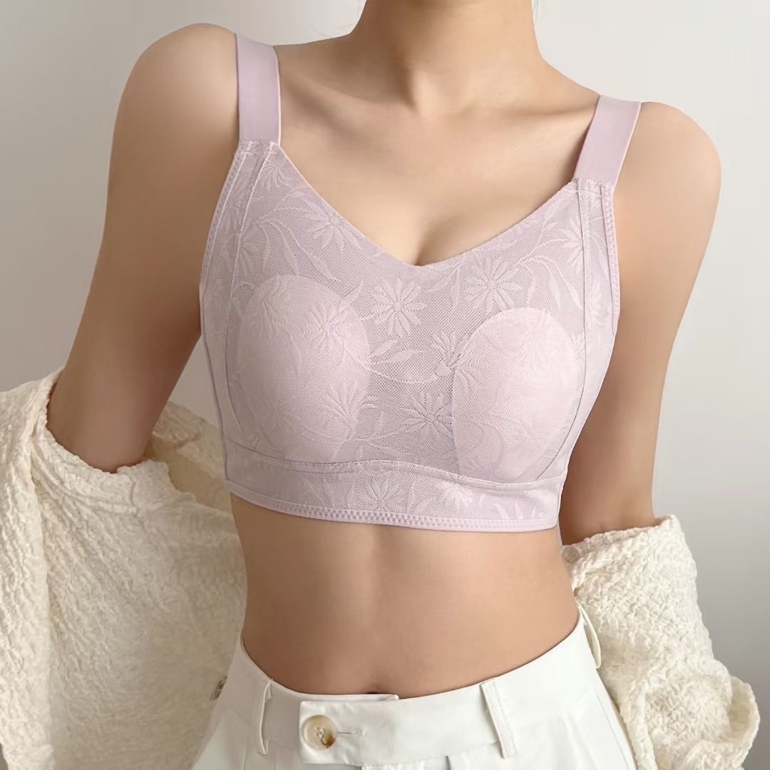 Venta directa de fábrica comercio electrónico transfronterizo Sudeste de Asia Vietnam Tailandia damas sin costuras talla grande oreja de conejo copa fruncido sujetador lateral