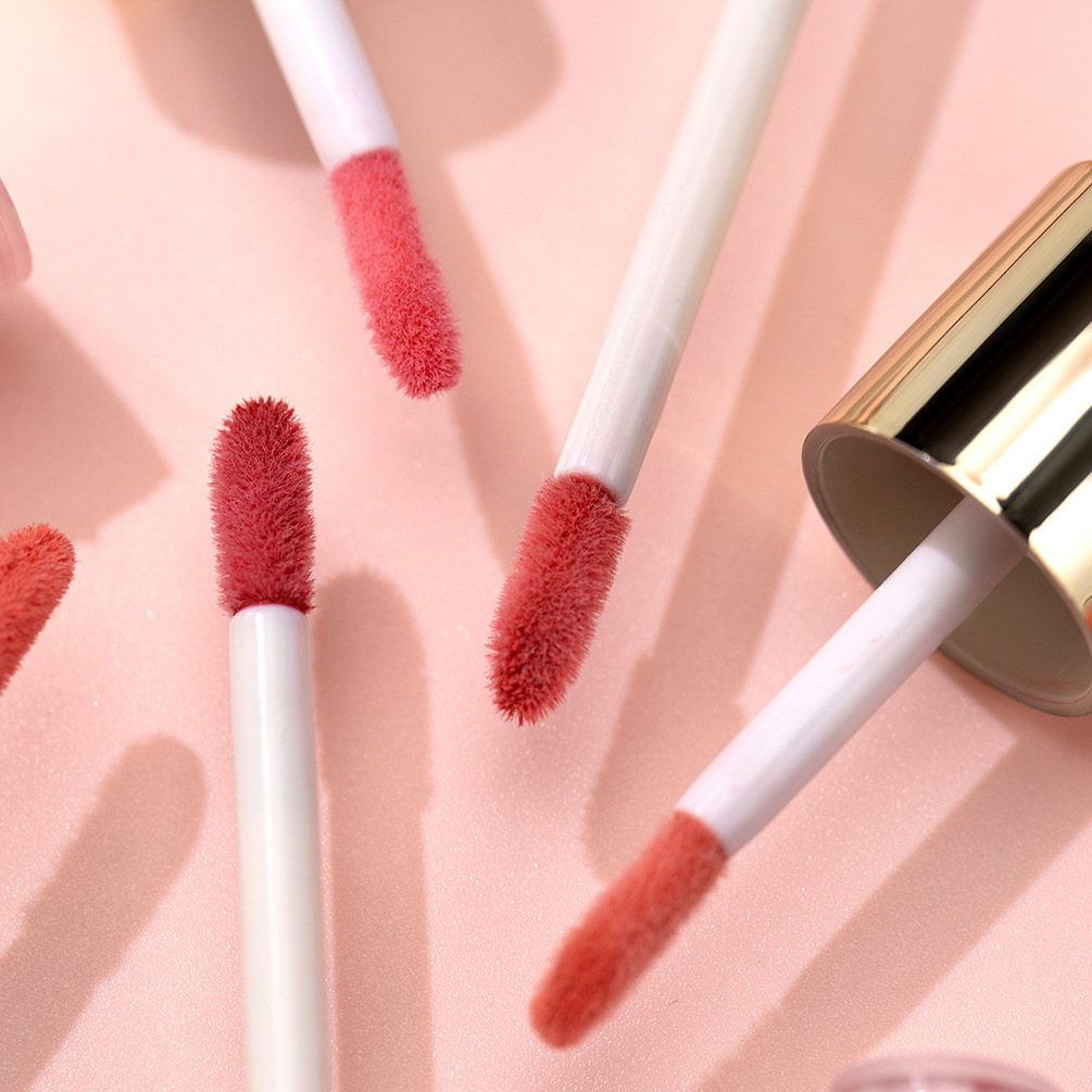 Carina QIBEST Mirror Glaze Stain Free Cup Colorfast Moisturizing Lip Color Ilgnoturīga, viegli krāsojama šķidrā pūdera vaigu sārtuma komplekts_voghion.com