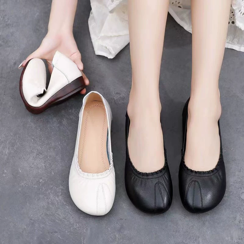 Внешняя торговля мягкая подошва мягкая мама обувь одна педаль удобная маленькая кожаная обувь 2025 весна и лето новая пригородная обувь Lefu обувь