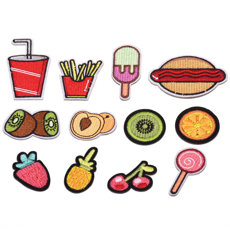 新款刺绣不干胶自粘布贴卡通水果刺绣补丁贴潮流时尚鞋帽包装饰贴