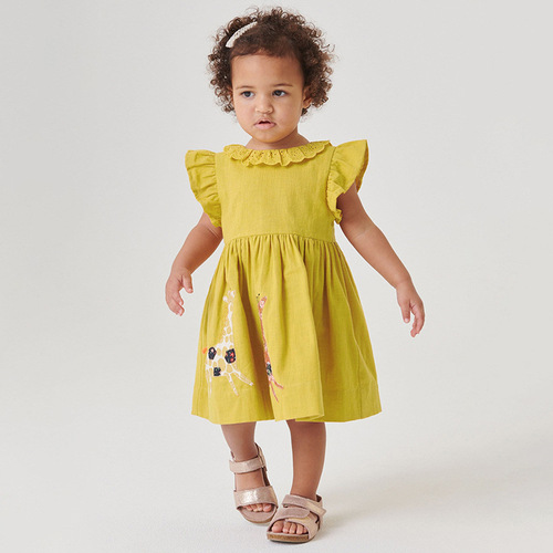 Little maven girls skirt summer new European and American children's clothing cute lace round neck cotton girls dress