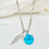 Advanced necklace, metal blue crystal, chain for key bag , accessory, Korean style, light luxury style, high-quality style