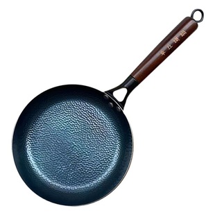 Zhangqiu Frying Pan Wooden Handle Flat Frying Pan Household Uncoated Non-stick Pan Steak Pancake Pan Gas Universal