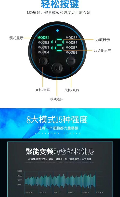 スマート腹筋マッサージ器 腹筋パッド 男女兼用 充電式 バッテリー式 本体 ディスプレイ付き 多機能マッサージ|undefined
