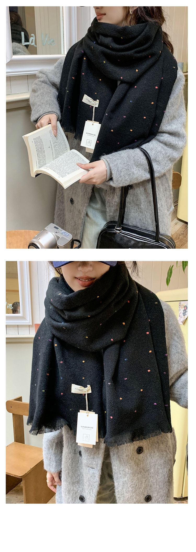 Women's Fashion Simple Style Solid Color Fleece Scarf display picture 3