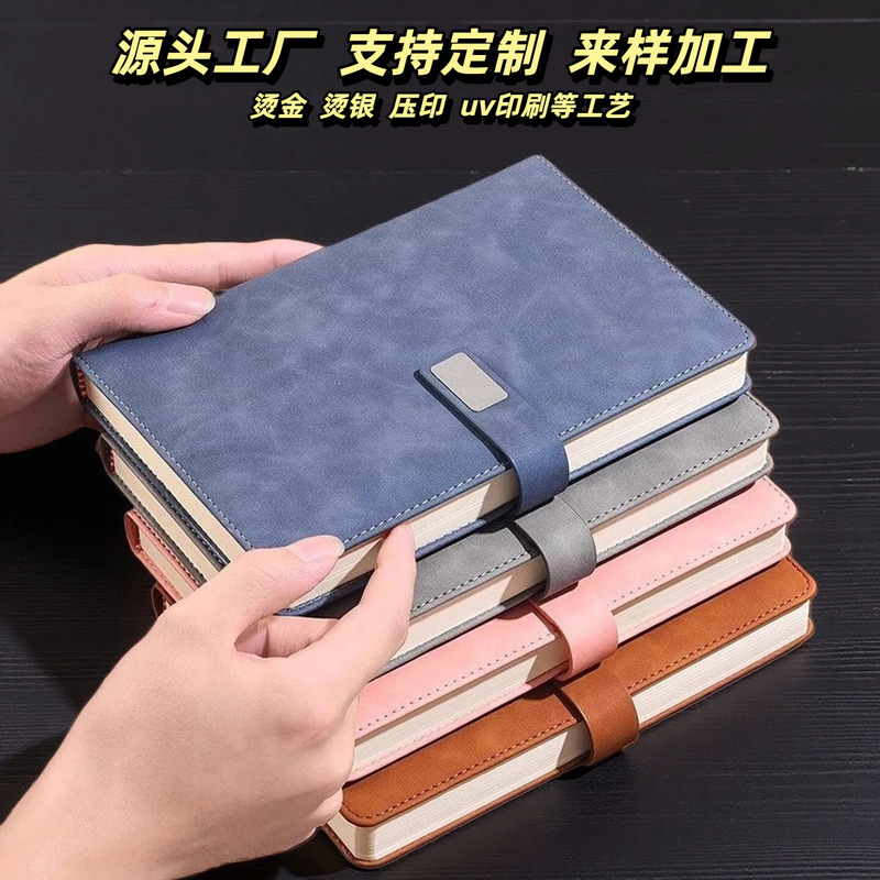 Factory Direct Supply Thickened Sheepskin Notebook with Custom Logo, High-End Business Notebook Gift Set