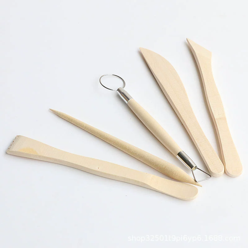 Ceramics, wooden set, clay handmade, DIY