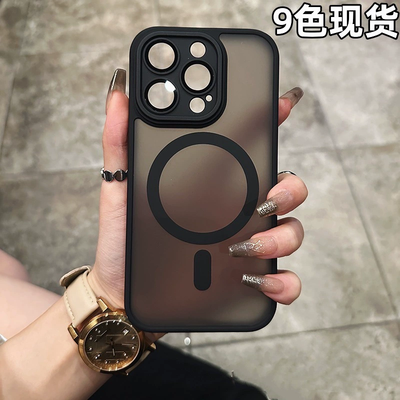 Чехол для телефона (Apple iPhone 16/16 Pro/16 Pro Max), матовая кожистая на ощупь магнитная защита, защитник объектива