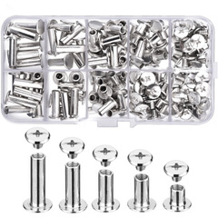 M5系列賬本螺絲鐵鍍鎳子母螺釘5*6/10/12/15/18  80套盒裝