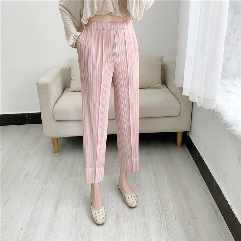 Spring and Summer Pleated Pants Tapered Cropped Pants Women's Casual Fashion All-match Pleated Pants Comfortable Casual High Waist Slimming