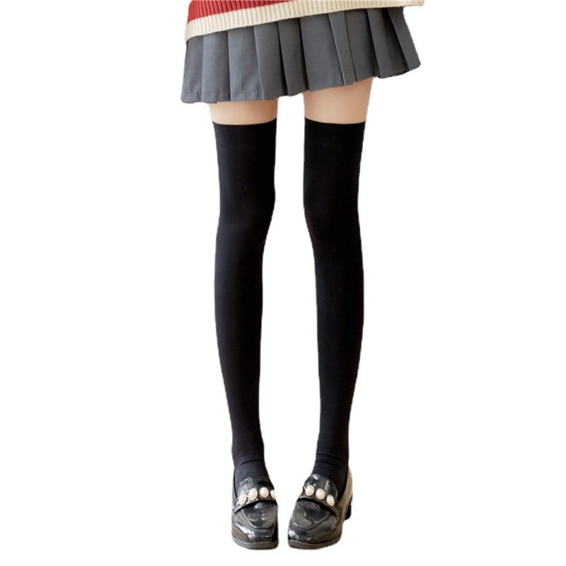 Lolita白色过膝袜子夏季薄款高筒大腿袜纯欲蝴蝶结长筒袜 过膝