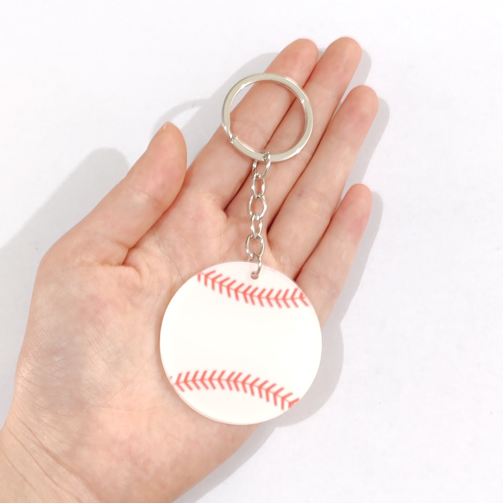 Amazon comercio electrónico transfronterizo explosión 12PCS 18PCS camiseta acrílica blanca llavero de béisbol image 11