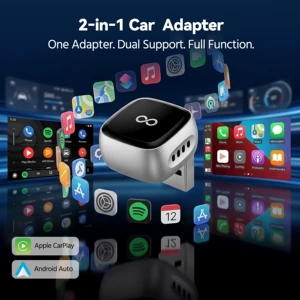 Apple and Android 2-in-1 wired-to-wireless CarPlay adapter, in-car connectivity converter, smart car system box