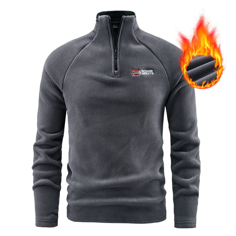 New Style Stand-Collar Fleece Pullover, Cross-Border European Size Base Layer, Inner Layer with Round Neck, Fleece-Lined Long-Sleeve Sweatshirt