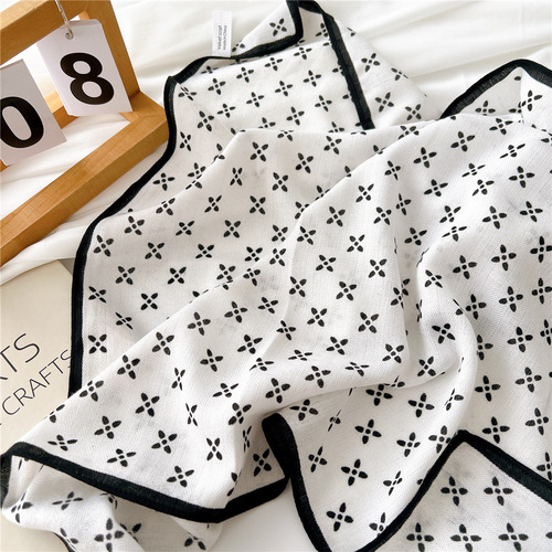 63cm cotton and linen small square scarf for women, spring, autumn and summer neck gaiter, fashionable and versatile decorative scarf for all seasons.