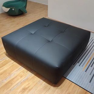 Eco-Friendly Genuine Leather Minimalist Clothing Store Sofa Stool Footrest Mall Square Stool Living Room Stool Tofu Block Small Sofa