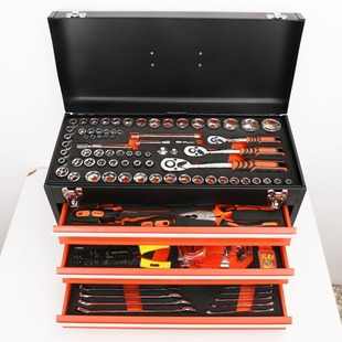 Factory Source Direct Sales Export Tool Set 408-Piece Tool Box Portable Three-Drawer Small Self-Locking Tool Box