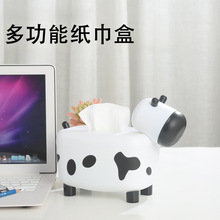 小奶牛纸巾盒客厅抽纸盒少女心北欧纸巾套茶几餐巾纸盒少女风家居