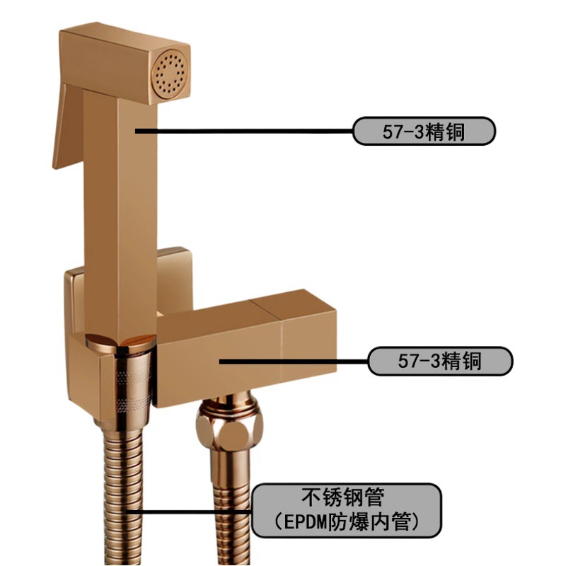 Полностью медный распылитель для смыва унитаза, биде, унитаз, угловой клапан «один вход и один выход», смывной пистолет для ванной комнаты, смеситель под давлением