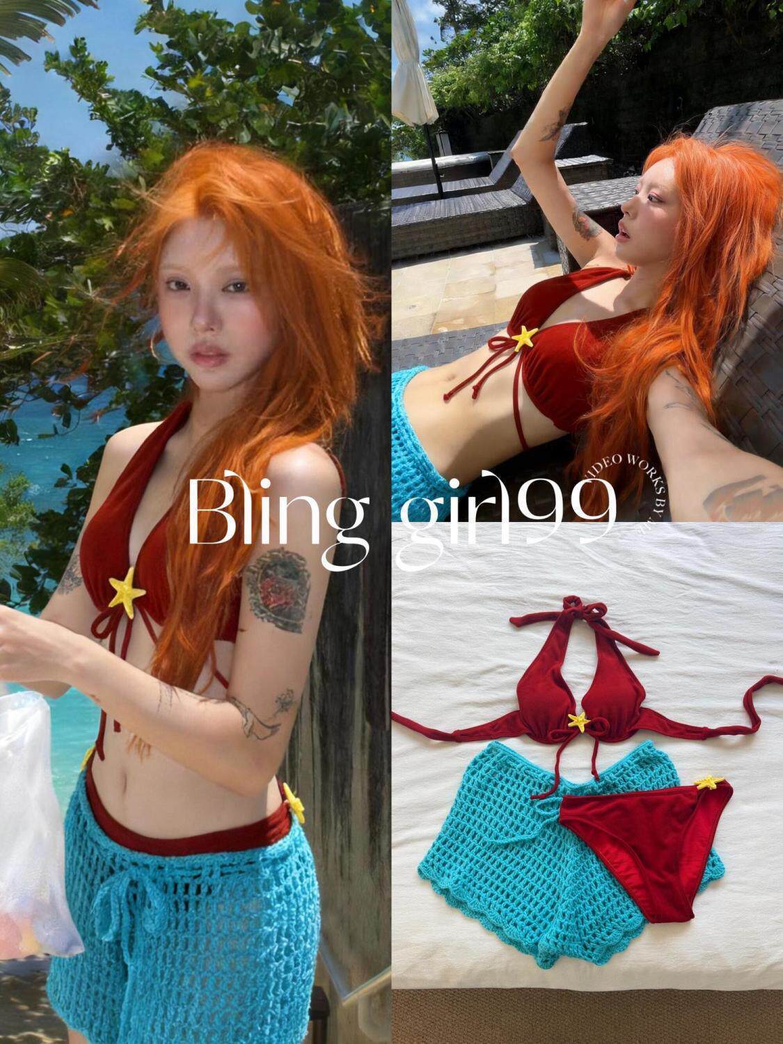 [Island Romance] Retro Cheongsam Style Slimming High-End Two-Piece Swimsuit for Women Vacation Hot Spring Bikini Set