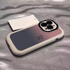 适用苹果15promax手机壳泡芙iphone14plus渐变笑脸16卡通13防摔17