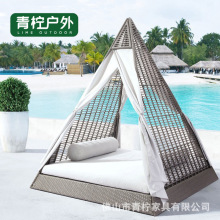 户外藤编沙发组合酒店泳池景区民宿庭院躺床别墅花园天台室外家具