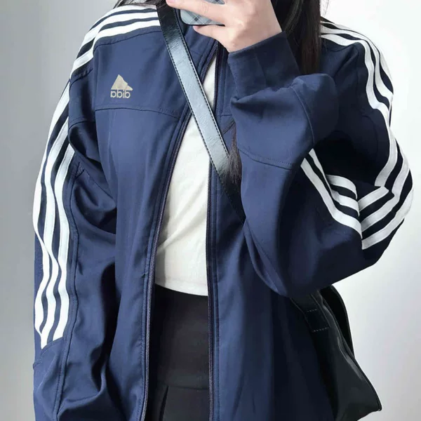 QQ Sugar sports jacket for men and women, autumn and winter, embroidered logo, nylon four-way stretch, three-stripe stand-up collar jacket 9952
