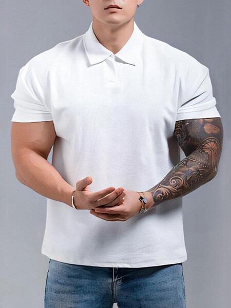 Sports solid T-shirt for leisure for gym for training