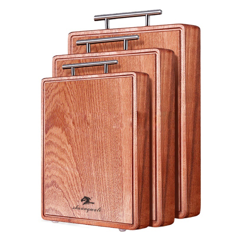 Tabla de cortar de madera maciza, doble cara, cuadrada, gruesa, tabla de cortar de madera de ébano, tabla de cortar de madera natural para el hogar y la cocina.
