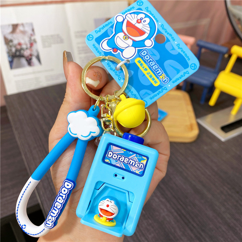 Genuine Doraemon Fun Explosive Box Keychain Exquisite Student Bag Pendant Blue Fat Tinker Bell Hanging Ornaments